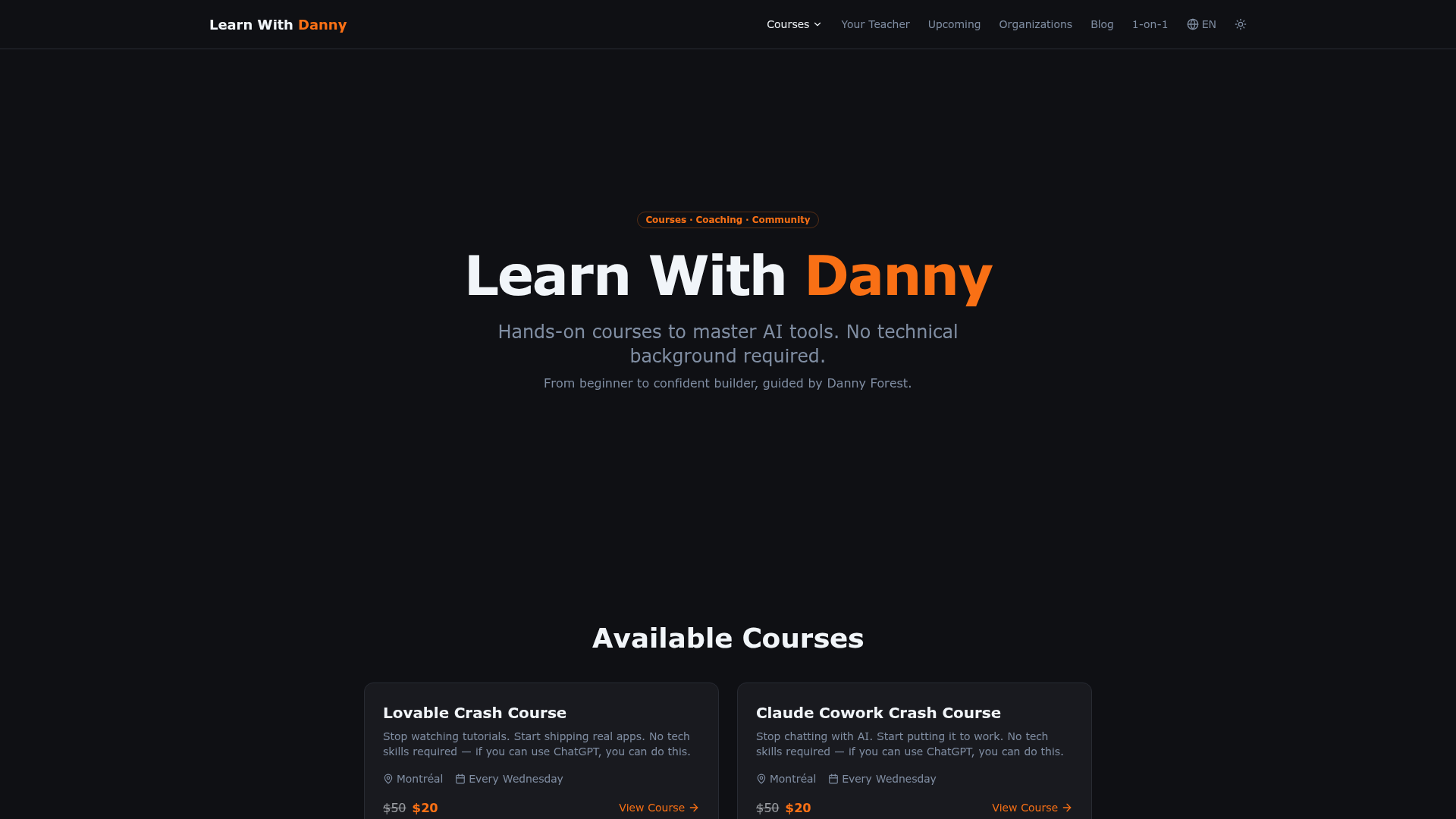 Learn With Danny — Hands-on courses to master AI tools.